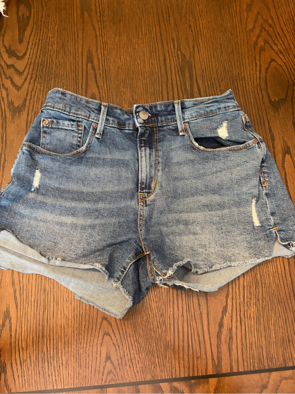 Denizen from Levi's Faded Blue Distressed Jean Shorts